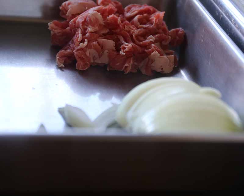 油揚げで牛肉マシマシ丼写真下準備