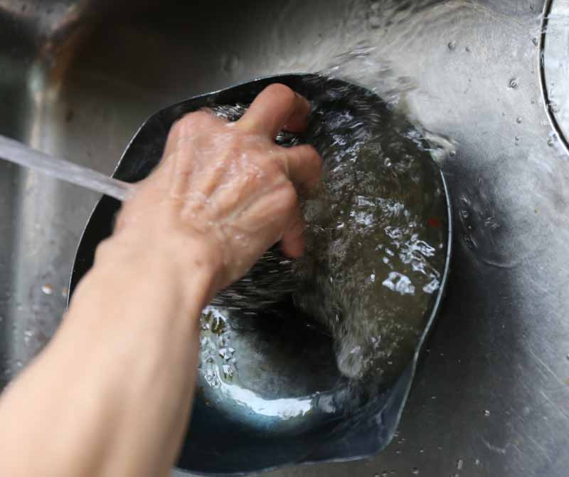 レモン型フライパン洗い方1